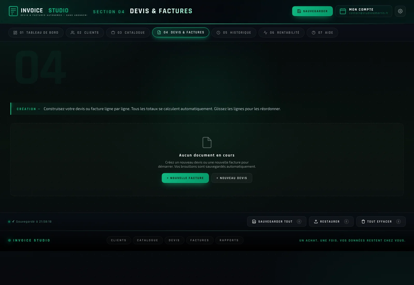 Invoice Studio quote and invoice editor